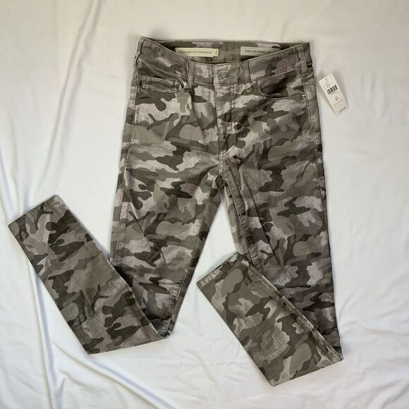 Anthropologie Pilcro Camouflage Velvet Jeans Grey Brown Size 24 High Rise Skinny - Picture 3 of 9